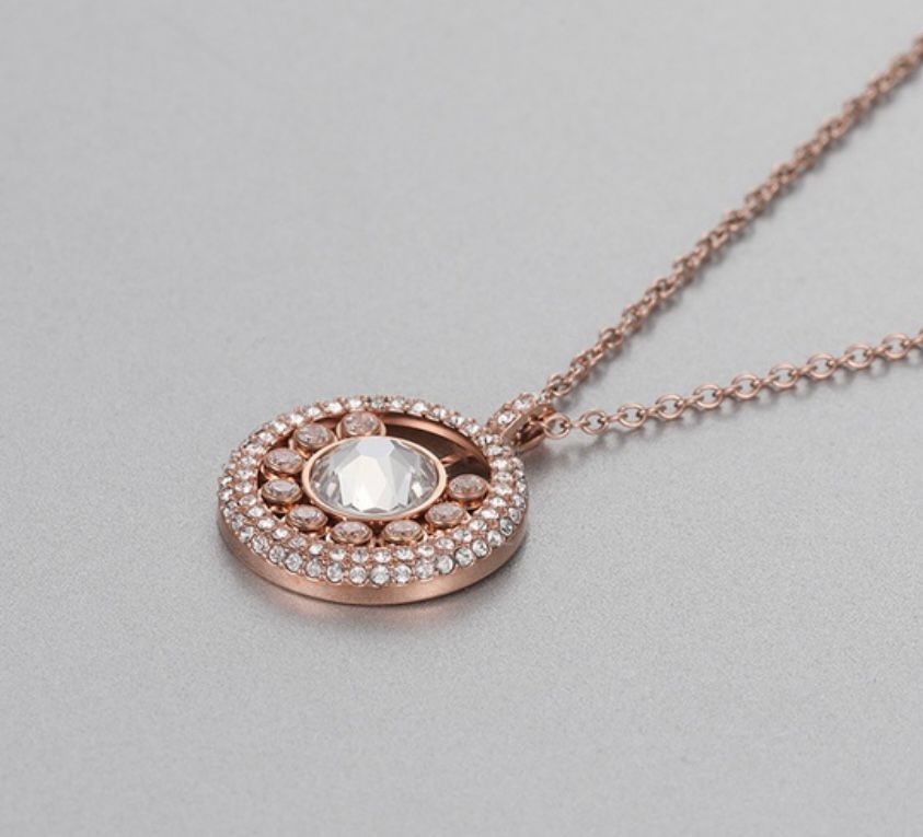 Collar Swarovski Círculo Clásico en Oro Rosa