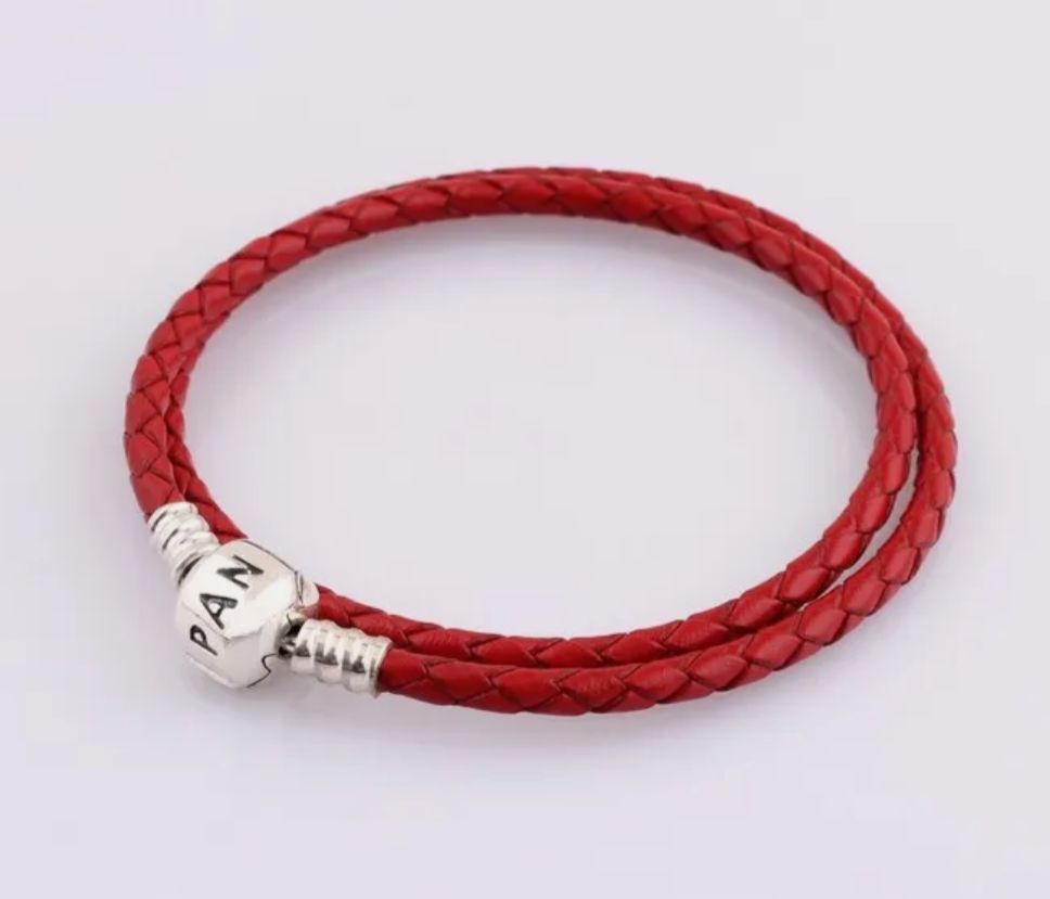 Brazalete de cuero trenzado doble