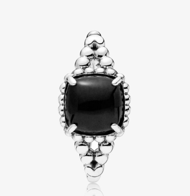 Anillo espiritu vibrante con cristal negro