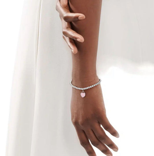 Brazalete Cuentas Con Corazon rosa Tiffany & Co.