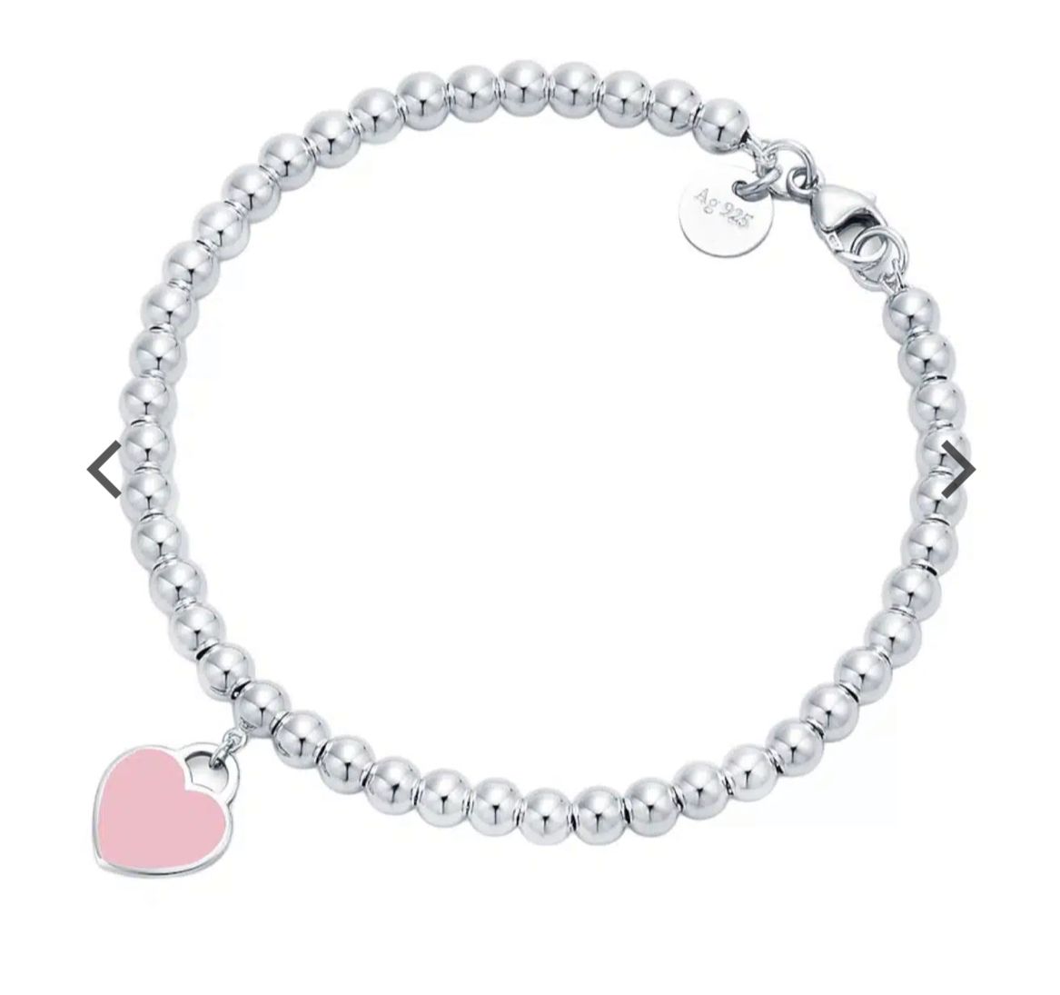 Brazalete Cuentas Con Corazon rosa Tiffany & Co.