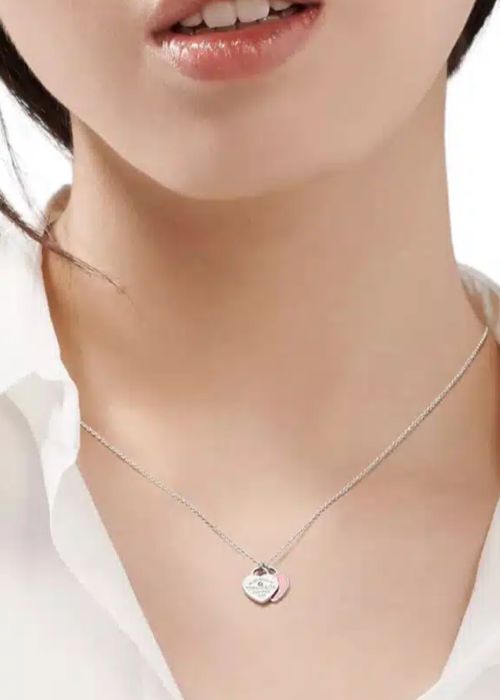 Collar Return To Tiffany con Doble Placa rosada