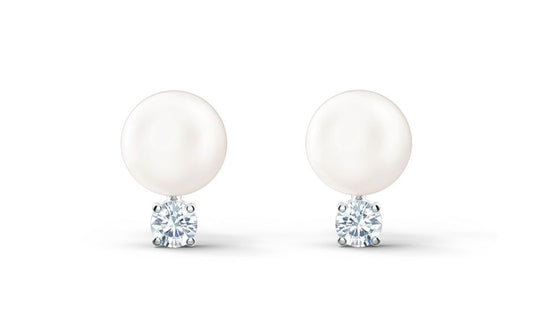 Aros Swarovski Perla Blanca con Cristal