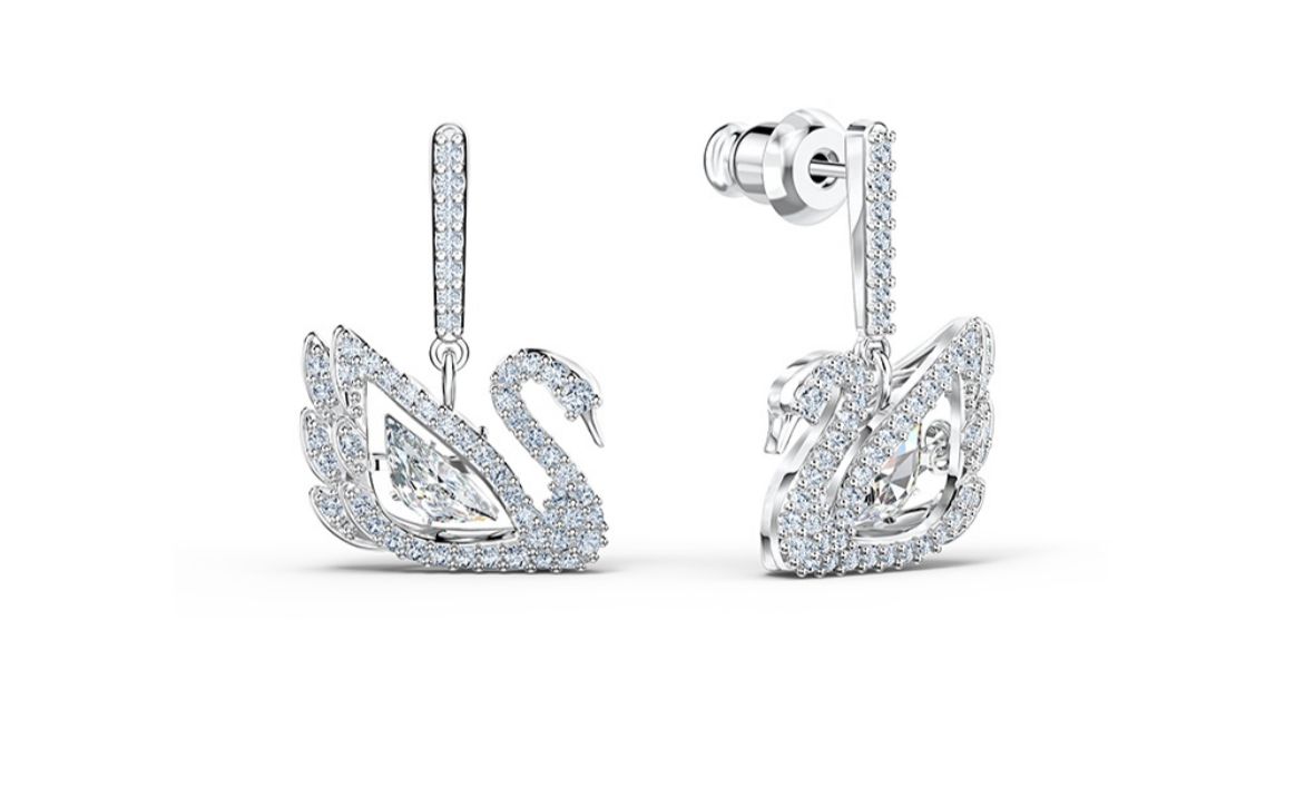 Aros Swarovski Swan Iconic Plateados