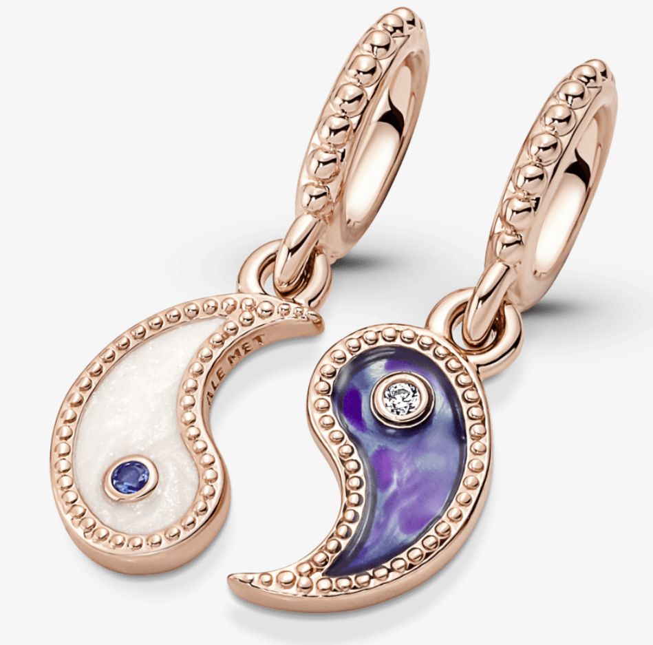 charm colgante separable yin & yang reluciente rose gold