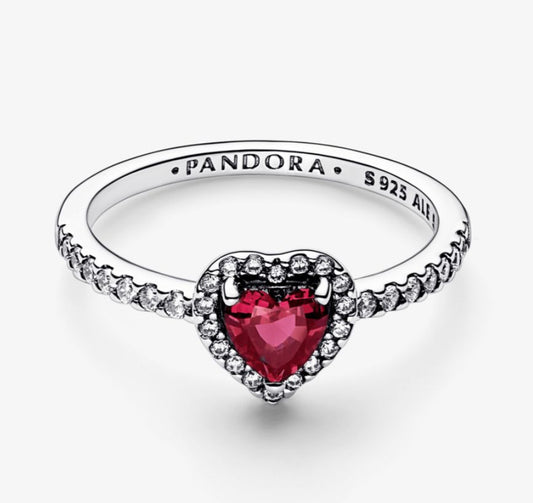 Anillo corazón rojo elevado