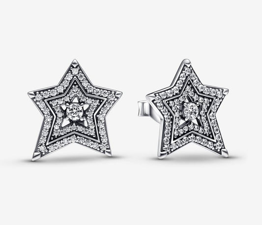 Aretes de botón de estrellas pavé