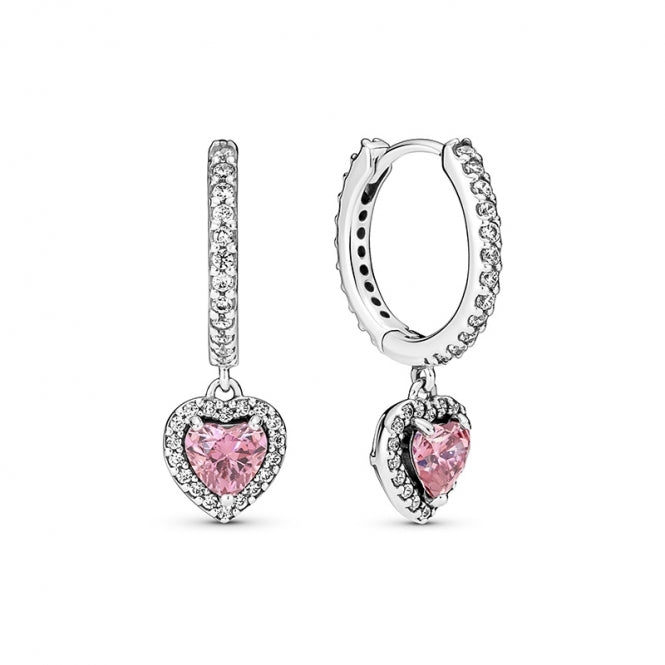 Arete colgante con corazon brillante