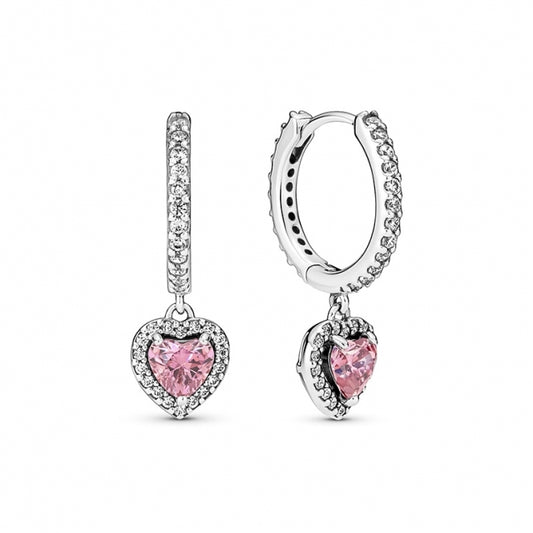 Arete colgante con corazon brillante