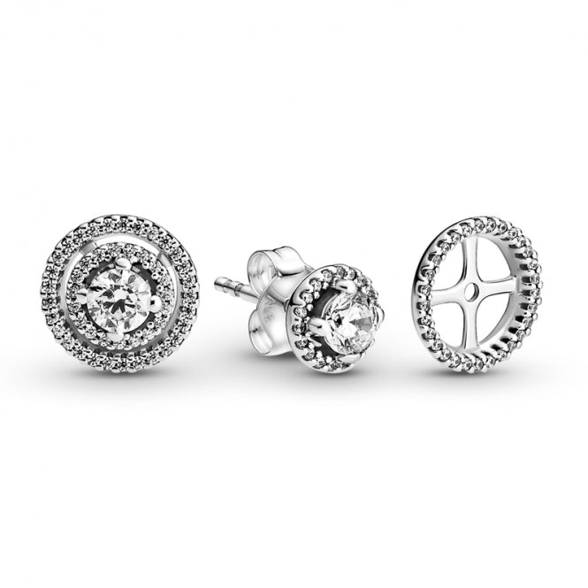 Aretes brillantes con halo doble