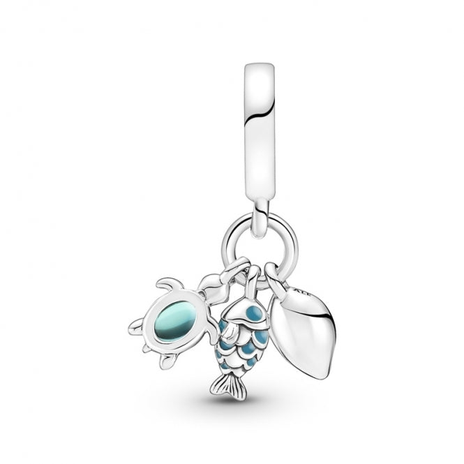 Charm Colgante triple "Tortuga de mar, pez y concha"