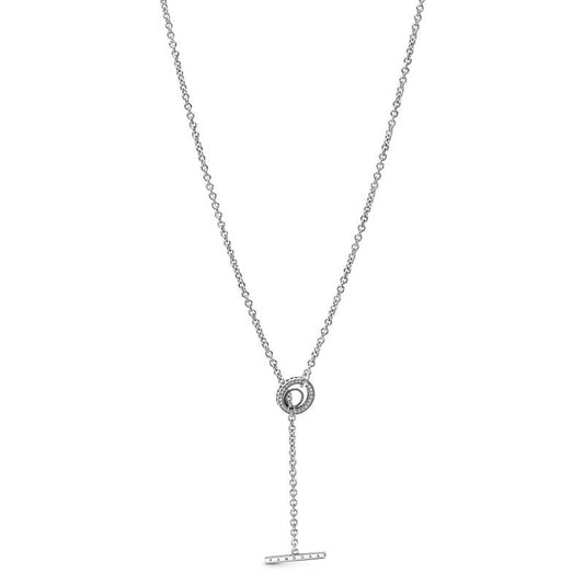 Collar corazón con barra en T y circulo