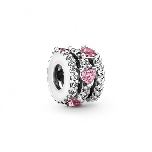 Charm "Corazones brillantes triple"