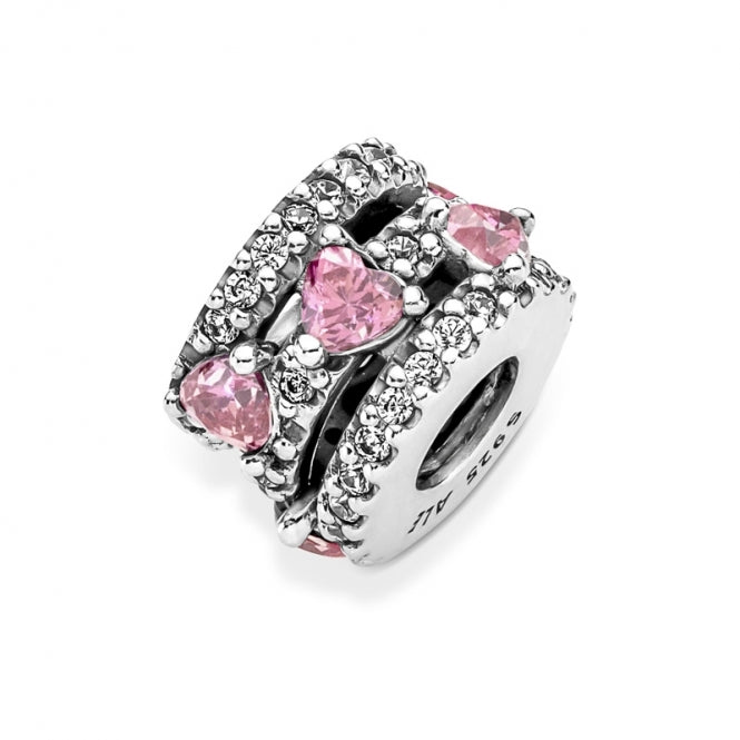 Charm "Corazones brillantes triple"