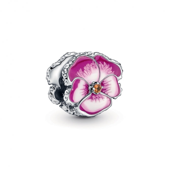 Charm "Flor de pensamiento rosada"