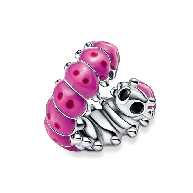 Charm "Oruga curvada" en color rosado