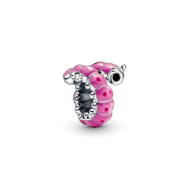 Charm "Oruga curvada" en color rosado