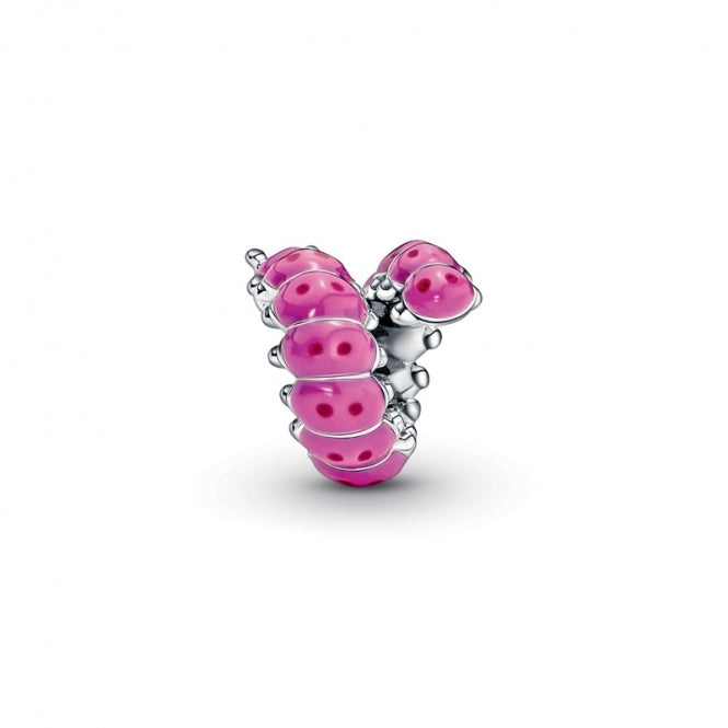 Charm "Oruga curvada" en color rosado