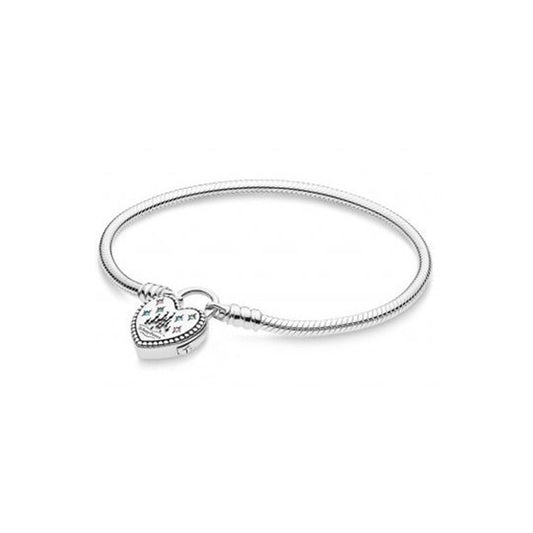 Brazalete cadena de serpiente con cierre de corazón castillo