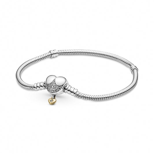 Brazalete cadena de serpiente con cierre de corazón disney