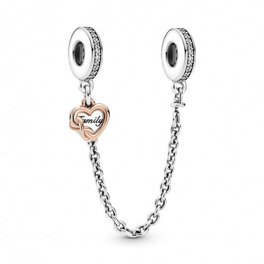 Charm Cadena de seguridad "Corazón de familia"