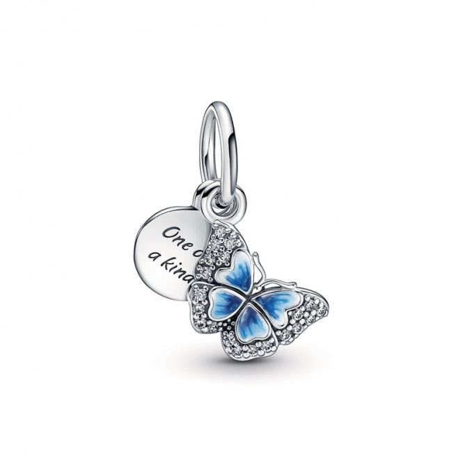 Charm "Mariposa azul colgante doble"