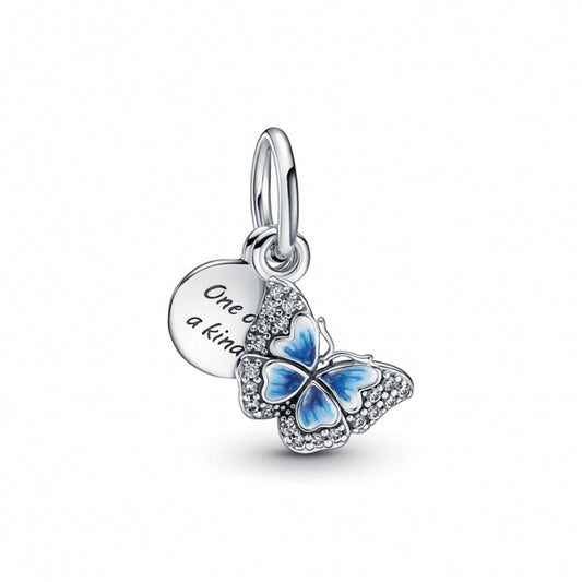 Charm "Mariposa azul colgante doble"