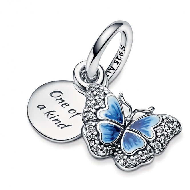 Charm "Mariposa azul colgante doble"